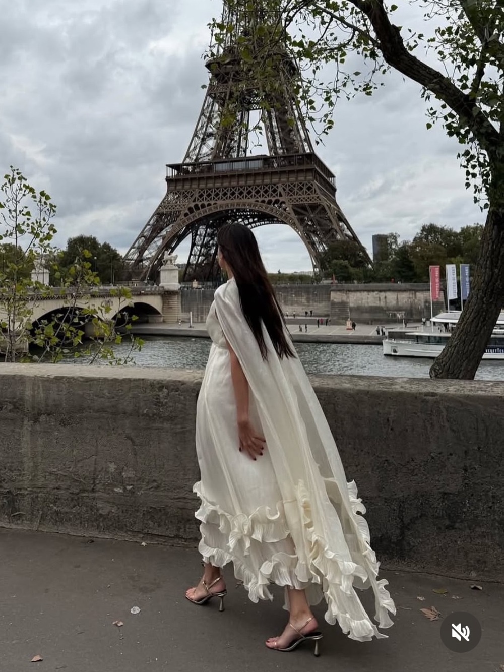MissChic Ivory Satin Ruffle Cape Dress - Picture 2 of 7